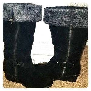 Black suede boots by Torrid size 12